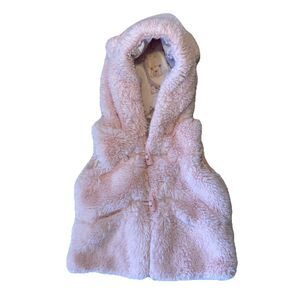 Girl 12-18M Pink Faux Fur Hooded Vest Catherine Malandrino